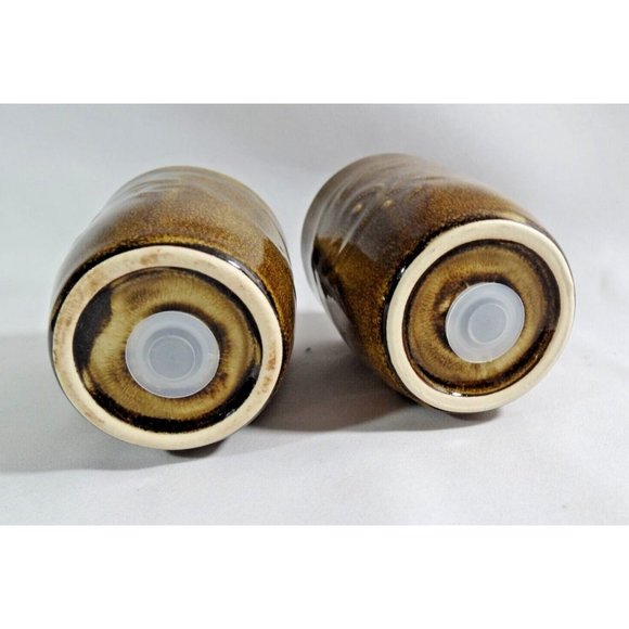 Reba Harmony Belmont Villa Salt Pepper Shakers Embossed Brown Scroll Gift NEW - Picture 5 of 5